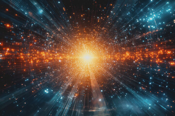 Fototapeta premium Technology abstract background in color space with high resolution, representing digital innovation.