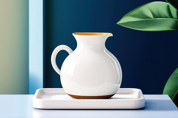 aromatherapy in modern kitchen, clove oil on white tray in modern kitchen with big window, flooded in sunlight