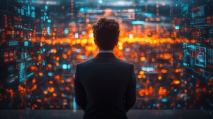 Business Leader Overseeing Global Digital in High Tech Control Room