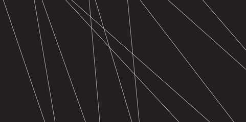 Abstract black and white geometric random chaotic lines with many squares and triangles shape. Metal grid isolated on the white background. Banner with geometric shapes, lines, stripes and triangles.