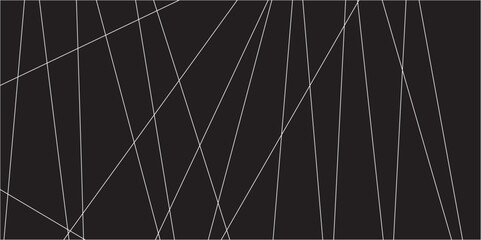 Abstract black and white geometric random chaotic lines with many squares and triangles shape. Metal grid isolated on the white background. Banner with geometric shapes, lines, stripes and triangles.