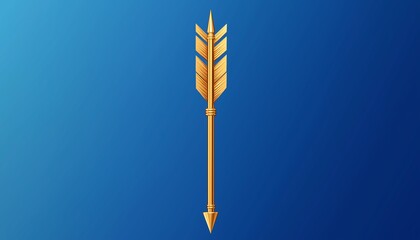 Vibrant gold arrow aiming upward with a gradient blue background of victory