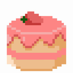 Fototapeta premium strawberry cake in pixel art. set