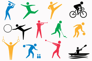 Collection of athletes .Athlete  Olympic set isolated on white