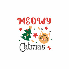 Weowy Catmas sticker for Christmas holiday decoration.