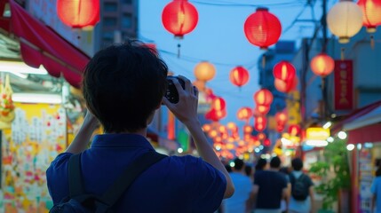 Obraz premium Exploring the Vibrant Colors of a Chinese Lantern Festival