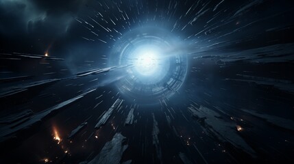 A swirling galaxy with bright light cores hard light space in the center,generative ai illustration