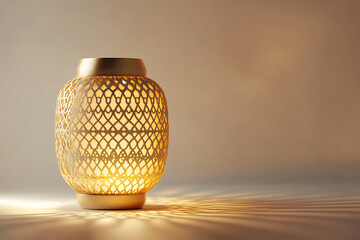 Islamic ramadan kareem celebration lantern with beautiful bokeh lights in the background.