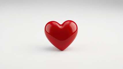 Obraz premium A stylized red heart on a pristine white surface, simple elegance, heart symbol design, bold red color