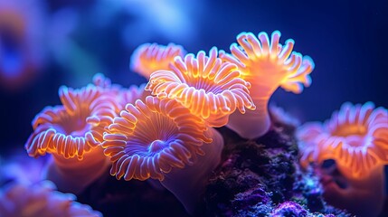 Vibrant Orange Coral Blooms Underwater Scene