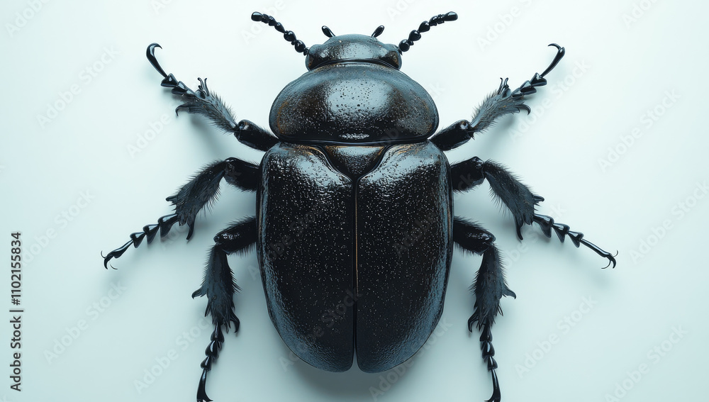 Poster a black bug with long legs and antennae. the bug is on a white background. the bug is the main focus