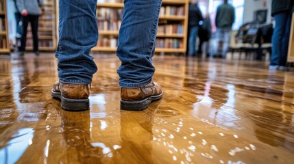 Wet Floor in a Library or Bookstore