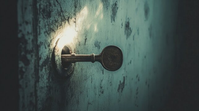 A key unlocks a glowing door, symbolizing faith&rsquo;s role in finding salvation.
