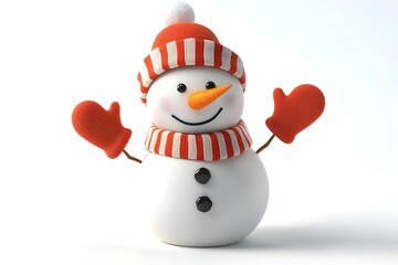 A cute cartoon snowman wearing a hat and scarf, ready for a fun winter holiday celebration