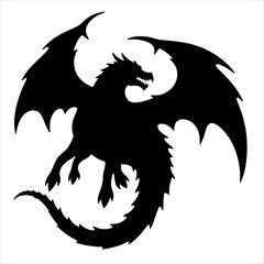 Flying Dragon Silhouette - Majestic Fantasy Creature