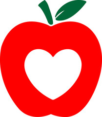 Apple clip art design on plain white transparent isolated background for card, shirt, hoodie, sweatshirt, apparel, card, tag, mug, icon, poster or badge