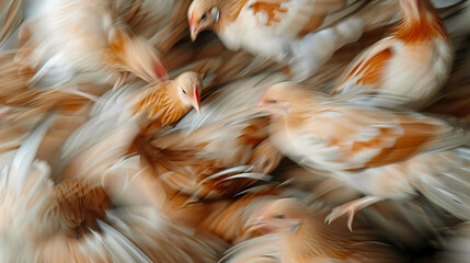 Blur texture of bird feathers in a chicken background.