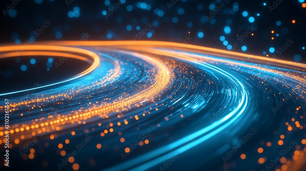 Leinwandbilder dynamic abstract background with blue and orange lights creating a sense of motion : generative ai