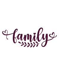 Family typography clip art design on plain white transparent isolated background for card, shirt, hoodie, sweatshirt, apparel, tag, mug, icon, poster or badge