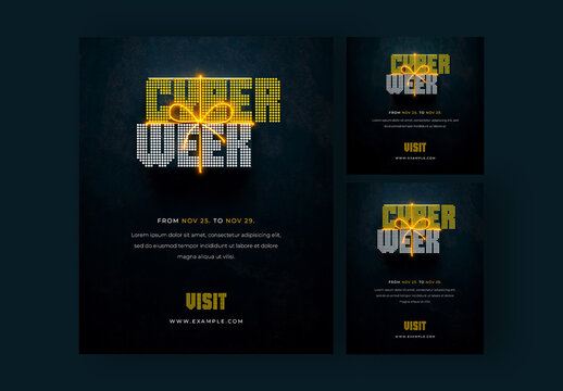 Cyber Sale Layouts For Social Media Posts