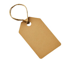 Blank Paper Tag With Twine String isolated on white background