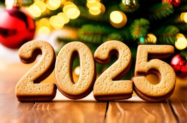The numbers "2025" shaped like cookies,