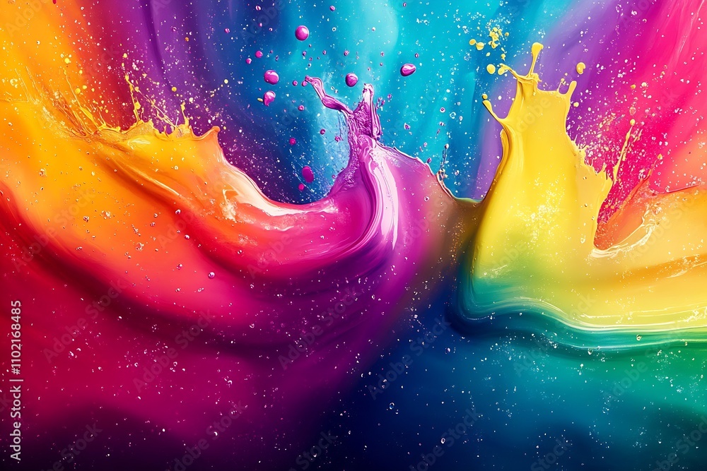 Poster colorful explosion of paint creating energetic abstract art piece : generative ai