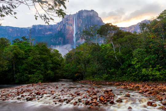 Salto Angel  or Angel Falls is the highest waterfall in the world, at 979 meters high, located in the State of Bol&iacute;var, southeastern Venezuela.