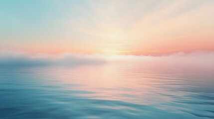 Obraz premium Serene Sunset Over Calm Water With Mist