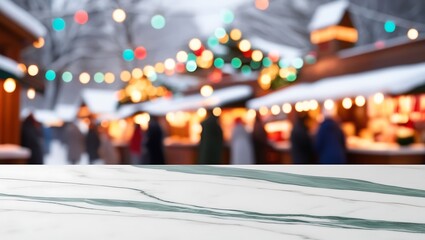 Fototapeta premium Winter-Themed Product Display on Empty Wooden Table