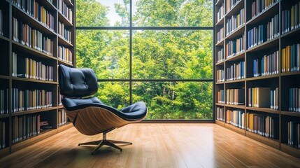 Serene Library Solace: Reflecting on Nature's Tranquility