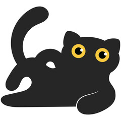 Cute cartoon black cat.