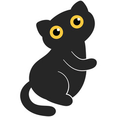 Cute cartoon black cat.
