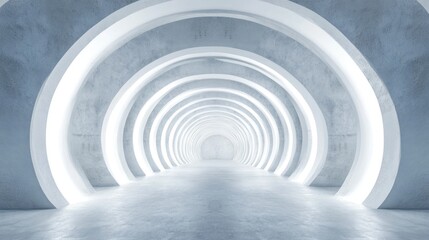 Obraz premium Abstract Architectural Tunnel with Circular Walls and Glowing Light