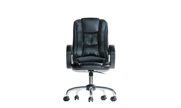 3d render of isolated swivel office executive chair on transparent background in png format.