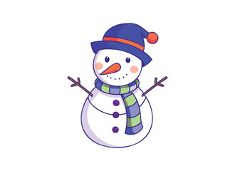 Charming Snowman Illustration with Scarf and Hat for Winter Holidays
