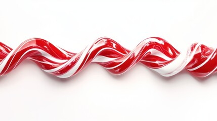 Fototapeta premium A red and white candy cane twisted into a spiral shape, isolated on a white background.