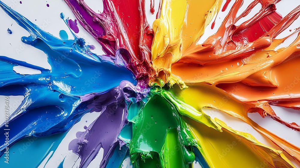 Poster Dynamic Spectrum Paint Strokes Uniting Colors in Abstract Artistic Style : Generative AI