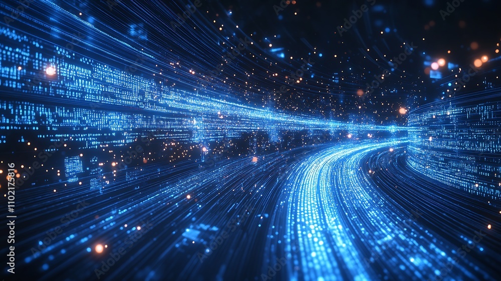Aufkleber Innovative Data Streams and Futuristic Abstract Technology in a Digital Space : Generative AI
