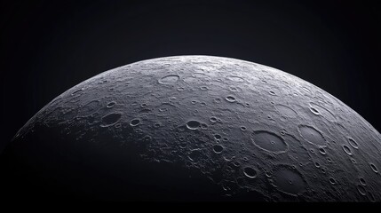 A barren Mercury surface filled with craters, illuminated by faint sunlight in the blackness of space.