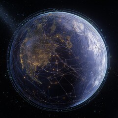 Obraz premium Abstract Global Network with Starry Background