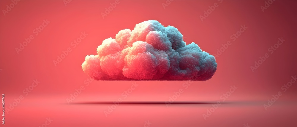 Aufkleber an ethereal, fluffy pink cloud floats against a soft gradient background, creating a dreamy atmosphe