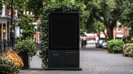 Digital media blank black and white screen modern panel signboard for advertisement design in shopping centre gallery