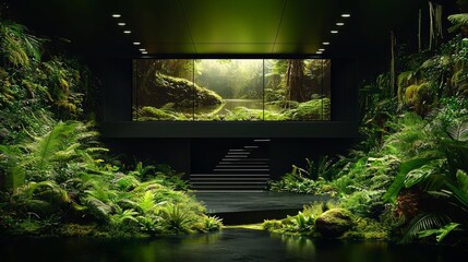 empty billboard standing alone in the lush greenery of the jungle