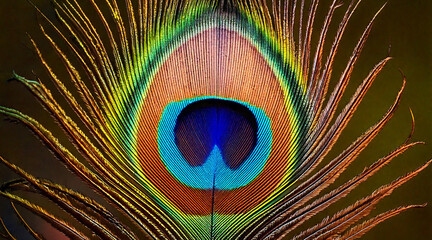 Obraz premium A close-up of a peacock feather, with intricate details and shimmering colors
