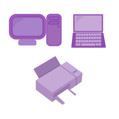 notebook, computer and printer vector