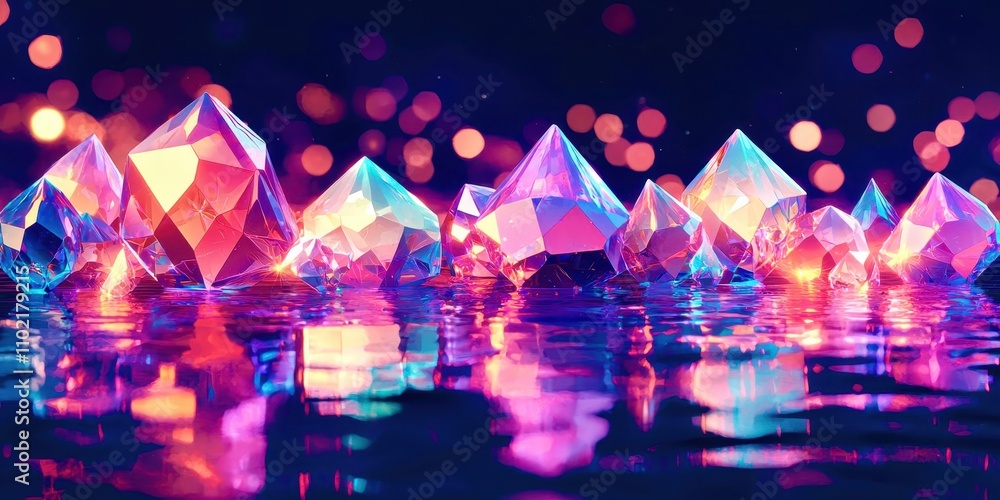 Aufkleber Row of colorful gems are floating in the water