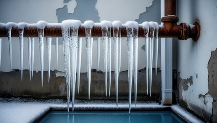 Frozen pipe leaking outside the house