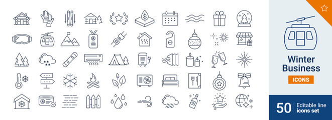 Winter icons Pixel perfect. Camping, cold, hotel,...	
