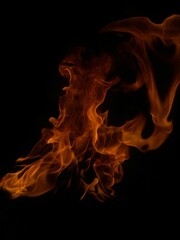 Fototapeta premium The fire view with black background 